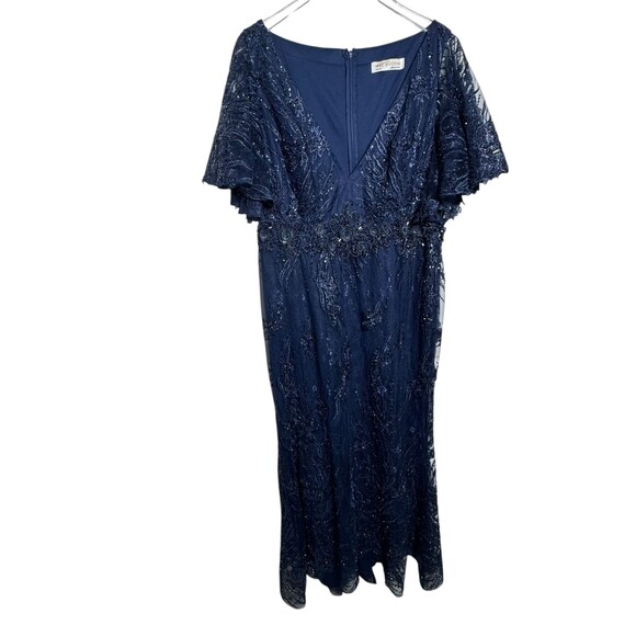 Mac Duggal Dress Gown 18 Embellished Illusion Flutter Sleeve A-Line 20301 NWT - Picture 7 of 15